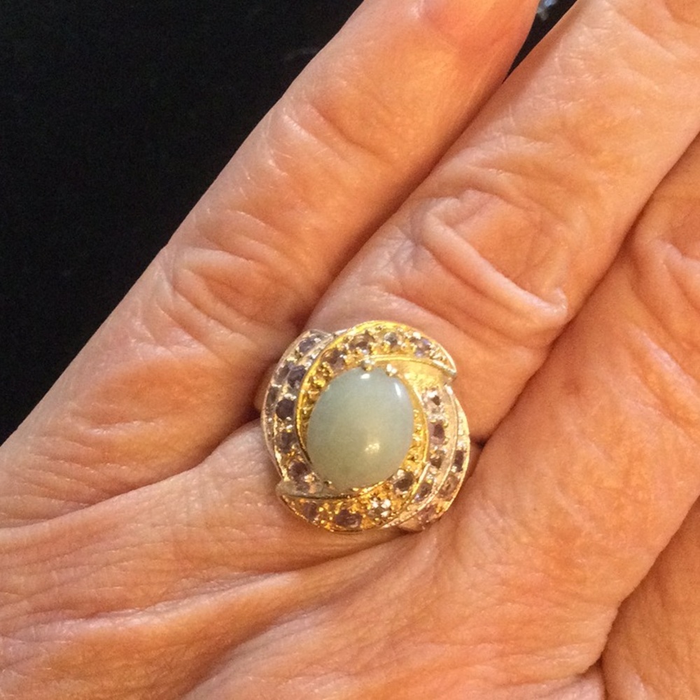 Elegant Genuine Aquamarine & Tanzanite Ring - Picture 8 of 10